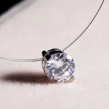 KLEEDER прозрачное хрустальное ожерелье с рыболовной леской, серебряная невидимая цепочка, ожерелье для женщин, стразы, колье, колье, ювелирное изделие