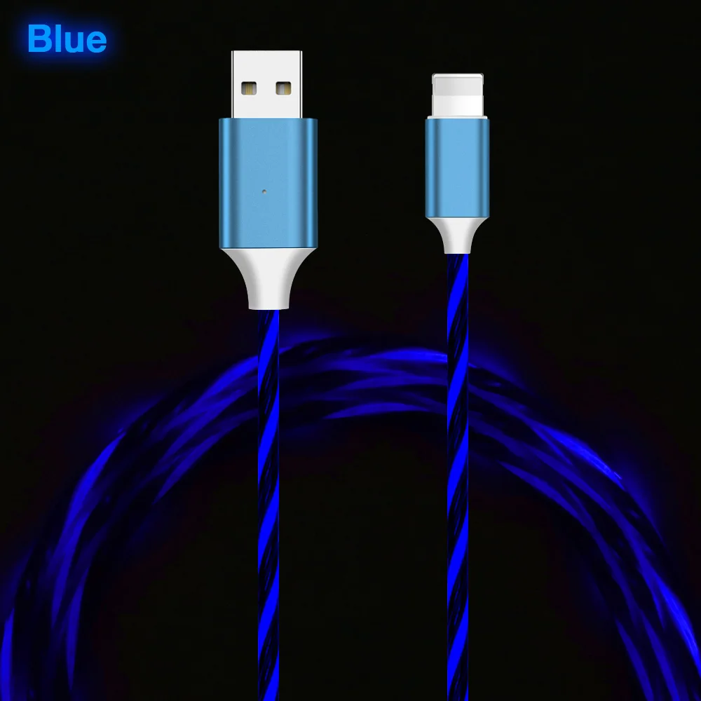 KISSCASE USB кабель для iPhone XR X 8 7 6 S 6 Plus XS Max 1 м легкий кабель для зарядки данных для iPhone 5 5S SE красочный шнур стримера - Цвет: Blue