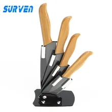 SURVEN 4 stücke Zirkonia-keramik Messerset 3 “4” 5 “6” zoll Weiß Klinge Bambus Griff Obst Gemüse Schäl Küchenmesser Kit