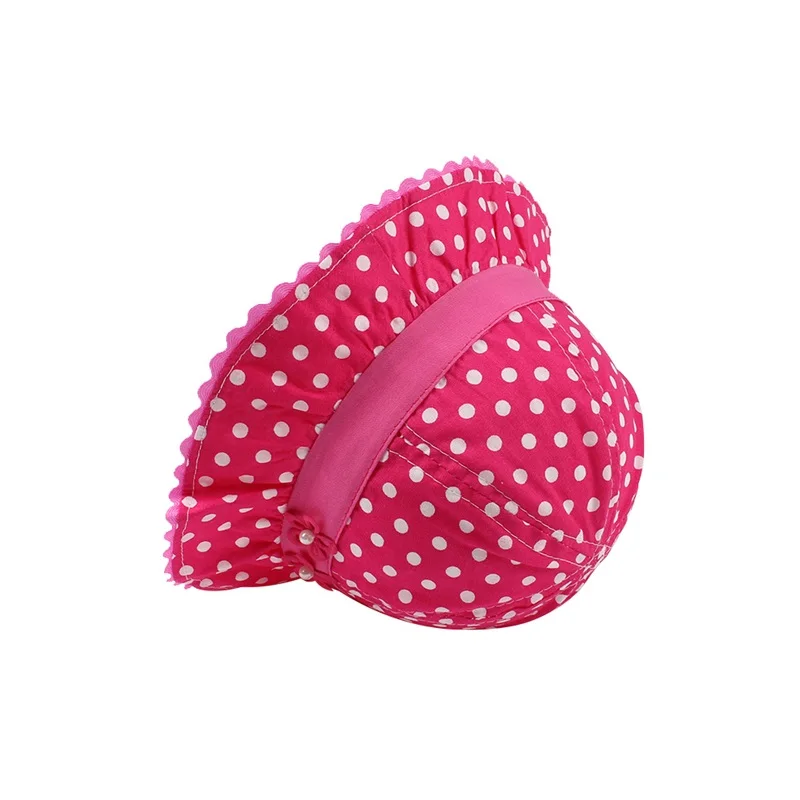 Dots Flower Baby Hat For Girls Polka Baby Girls Panama Hat Cotton Soft Sun Cap Summer Spring Bow Toddler Cap Baby Girls Clothing (5)