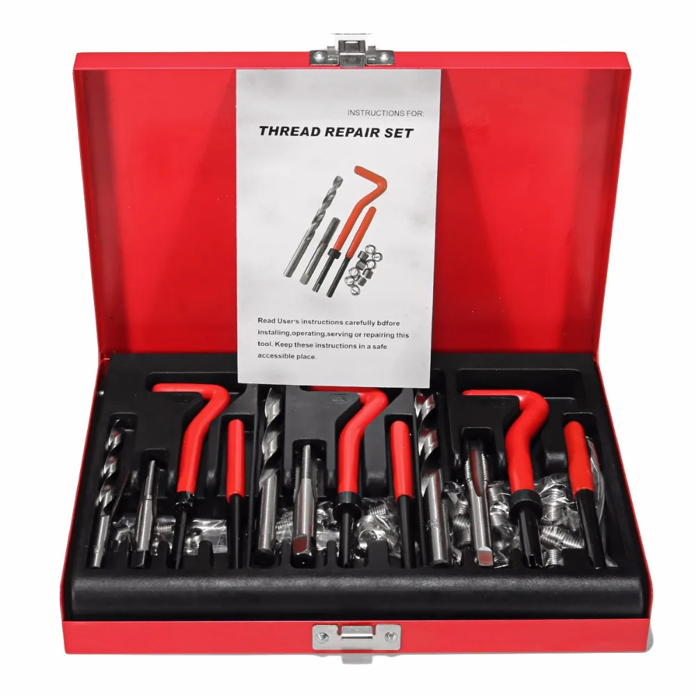 

88Pcs Stainless Steel Thread Repair Tool Helicoil Metric Rethread M6 M8 M10 Kit