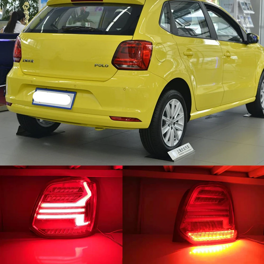 CSGJMY 1Set tail lights for VW Volkswagen Polo 2011 2019 taillight LED