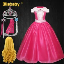 Мода года, летнее платье Авроры для маленьких девочек, вечерние платья принцессы с блестками для сна и красоты, детское розовое бальное платье на Хэллоуин