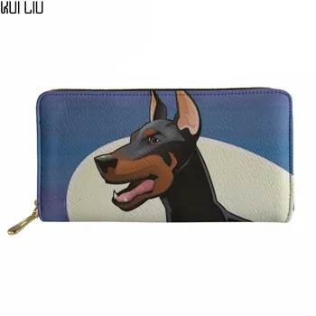 

Customized Organizer Women Long Phone Credit Card Purse Doberman Design Casual Clutch Card Holder for Female Girl Coin Pouch
