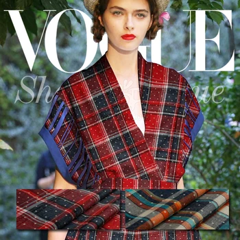 

2017 new fashion Plaid Flannel Suit and a thin section of imported wool fabric DIY handmade cloth dress