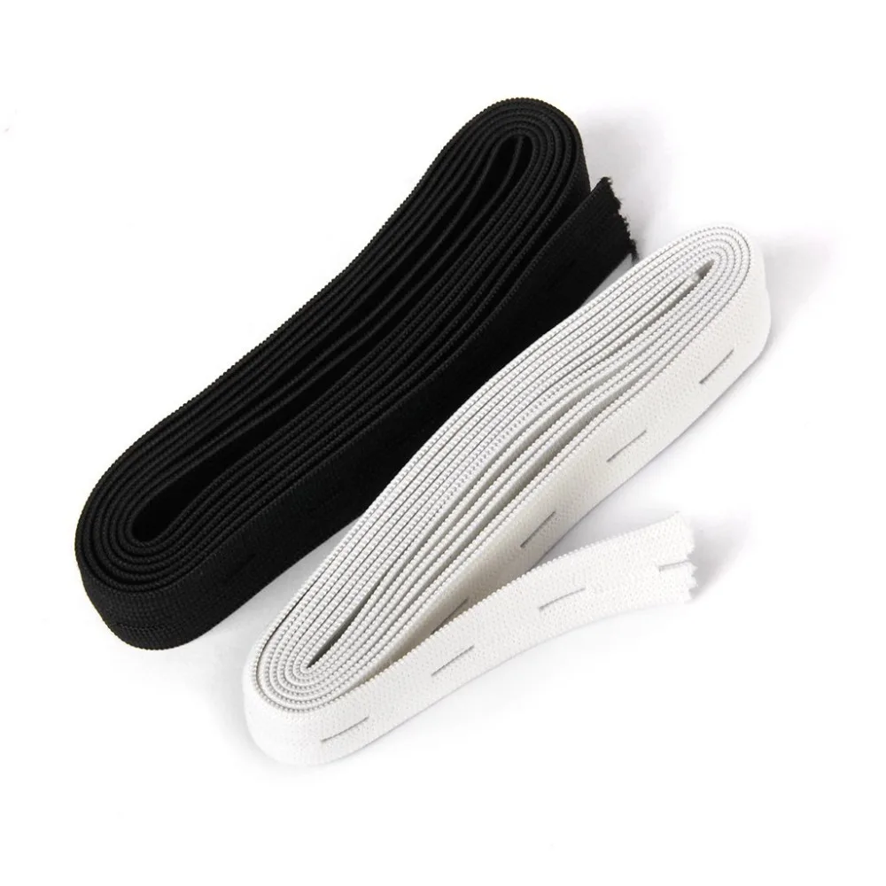 5/10M 20mm Black White Buttonhole Knit Elastic Bands Wire Webbing For Skirt Clothes Shorts Waist Band DIY Sewing Accessories