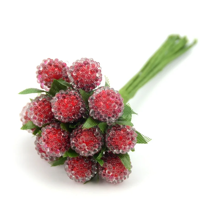 12 шт. рождественские украшения маленькие ягоды искусственный цветок красная вишня тычинка перламутровый Свадебный искусственный стеклянный гранат