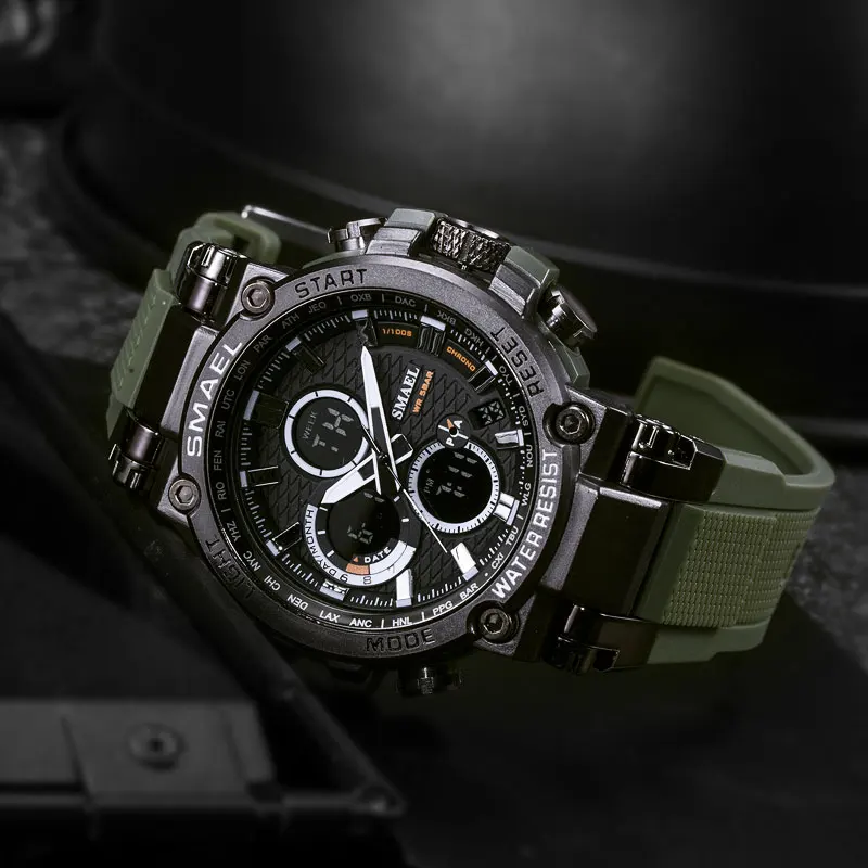 SMEAL Men Watch Digital Waterproof Clock Men Army Military Watches LED Men's Wrist Watch 1803 Sport Watch Relogio Masculino 