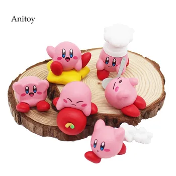 

6pcs/set Anime Cartoon Cute Kirby PVC Figures Toys with Keychain Pendants 4cm KT4162