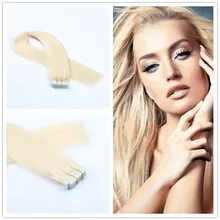 16″-26″Tape In Human Hair Extensions 20 Pieces Skin Weft Hair Extensions #613 Bleach Blonde