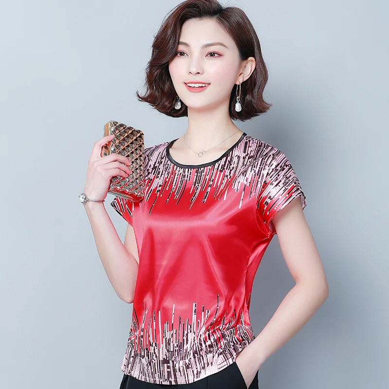 Blusas mujer de moda 2021 летние женские блузки с короткими рукавами и принтом шифоновая