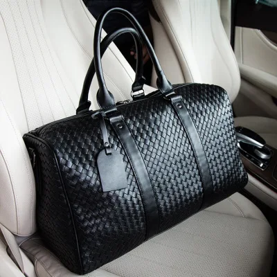 

2019 west woven large travel bag knitted leather handbag luggage bags commercial travel duffle handmade luxury