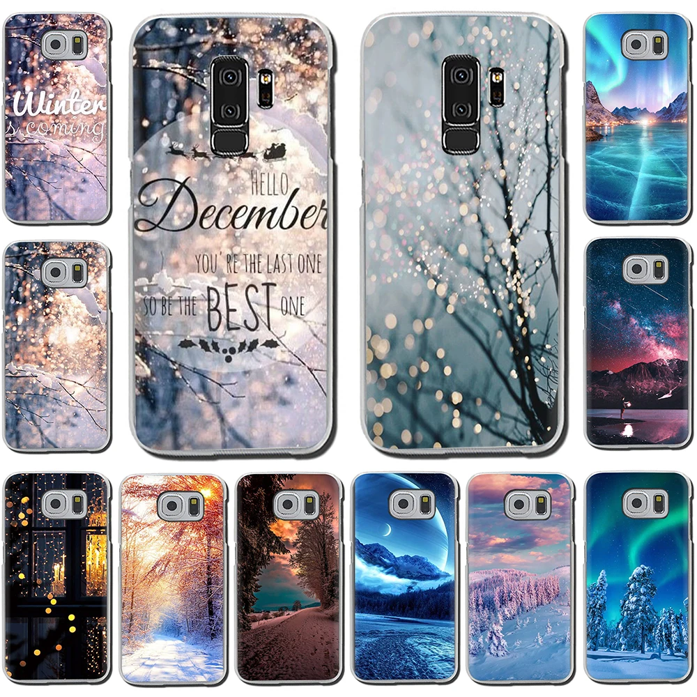 

Landscape Winter Light Snow Hard phone cover case for Samsung Galaxy S6 7 Edge S8 9 10 Plus Note8 9 M10 20 30
