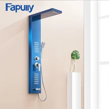 Fapully Bathroom Shower Panels Stainless Steel Sapphire Rain Waterfall Shower Panel Massage System Shower Column with Jets Fapully Bathroom Shower Panels Stainless Steel Sapphire Rain Waterfall Shower Panel Massage System Shower Column with Jets