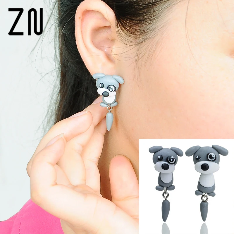 Buy ZN Handmade Cute Dog Earrings With tail polymer