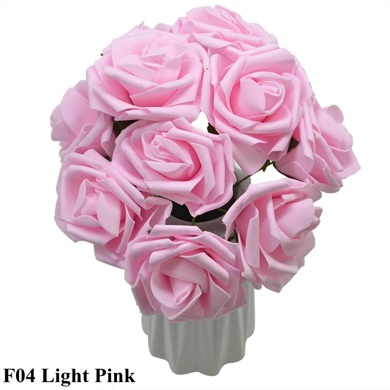10 головок 8 см новые большие искусственные из ПЭ пены розы головки для свадьбы невесты букет цветок украшение DIY ВЕНОК поставки - Цвет: Light pink