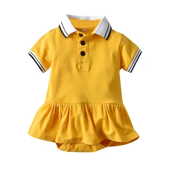 

Summer New Fashion Infant Baby Girls Short Sleeve Gentleman Solid Striped Romper Active Dress Wholesale Free Ship Z4