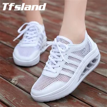 Для женщин Обувь с дышащей сеткой пожимая Обувь для танцев женские Высота обувь со скрытым каблуком легкий клинья обувь для ходьбы кроссовки Mujer Zapatos