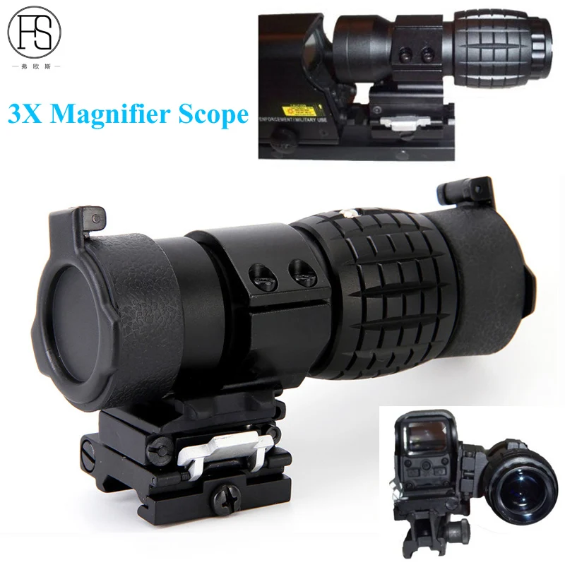

Hot! Tactical Hunting Airsoft Rifle Scope 3X Magnifier Scope Military Shooting Rifle 20mm Rail With Cover Rifle Gun Optic Sight