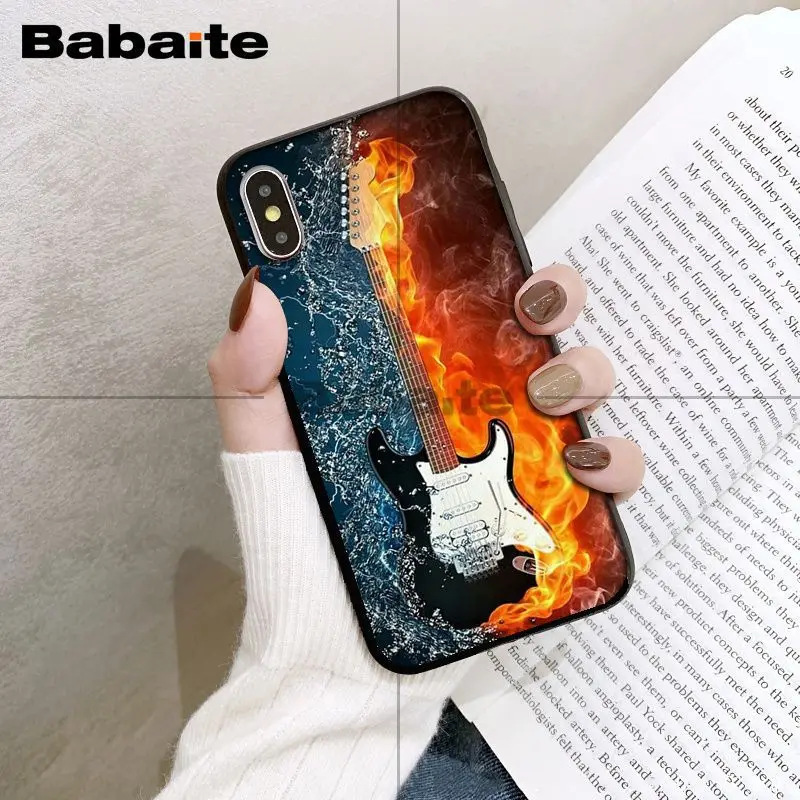 Babaita гитара Музыка черный мягкий чехол для телефона iPhone 8 7 6 6S Plus 5 5S SE XR X XS MAX Coque Shell 11 11pro 11promax