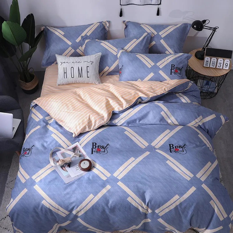Luxury Bedding set the letter printing Duvet cover sets bed pillowcases sheet set King size Queen size set - Color: 17