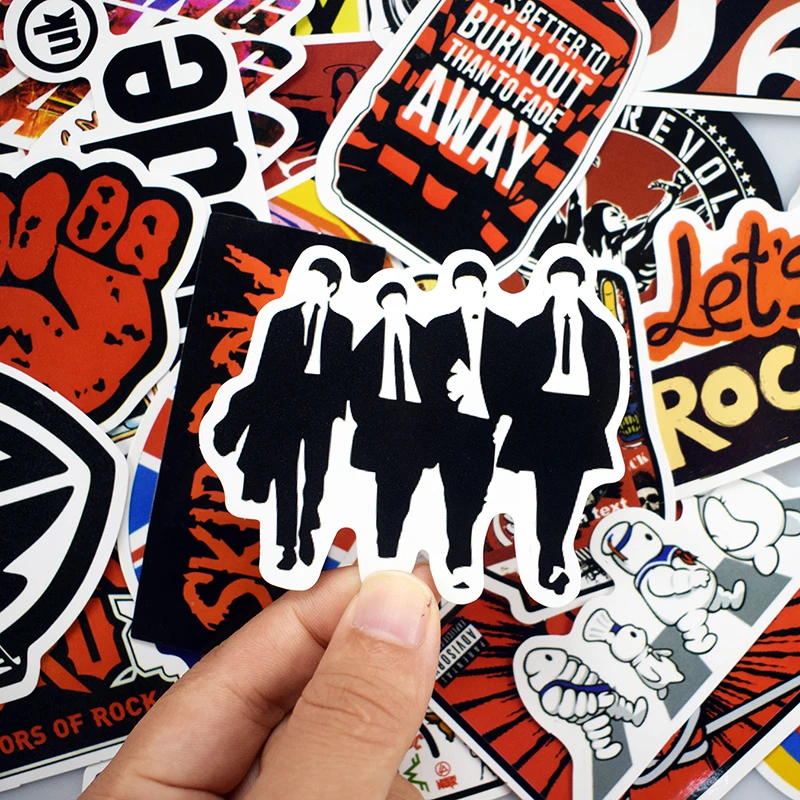 52 Pcs Retro Rock Band Music RHCP Dead Kennedys Stickers for Laptop Skateboard Guitar Luggage Graffiti Waterproof Sticker Pack