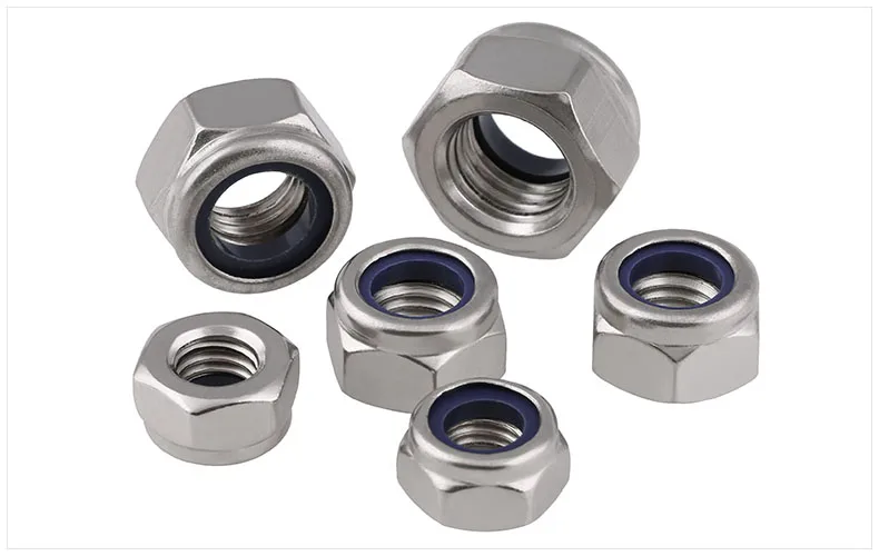 10pcs M10 M12 Stainless Steel Nylon Lock Nut Self Locking Hex Nuts