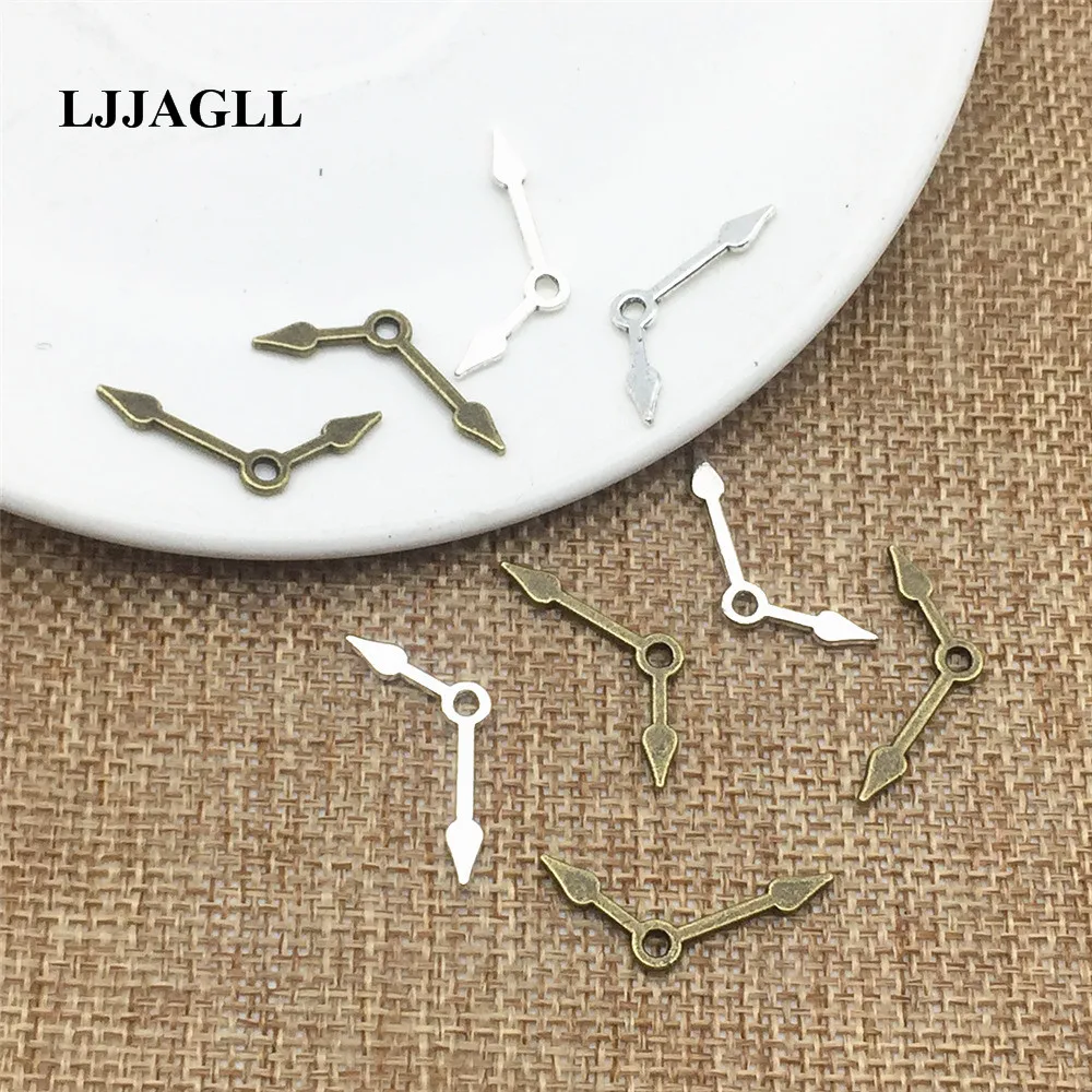 

LJJAGLL 50pcs Alloy Plated Tow Colors 27*10mm Vintage Clock Charms Watch Pointer Pendant Jewelry Fit Necklace Diy Make AZB027