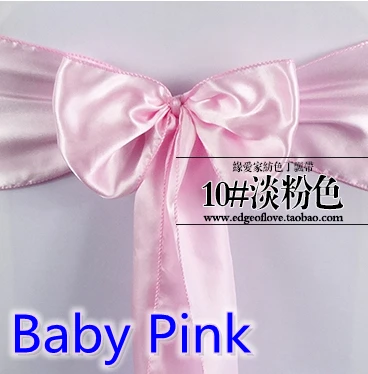 

Baby pink colour high quality satin sash chair bow for chair covers sash spandex party and wedding decoration wholesale