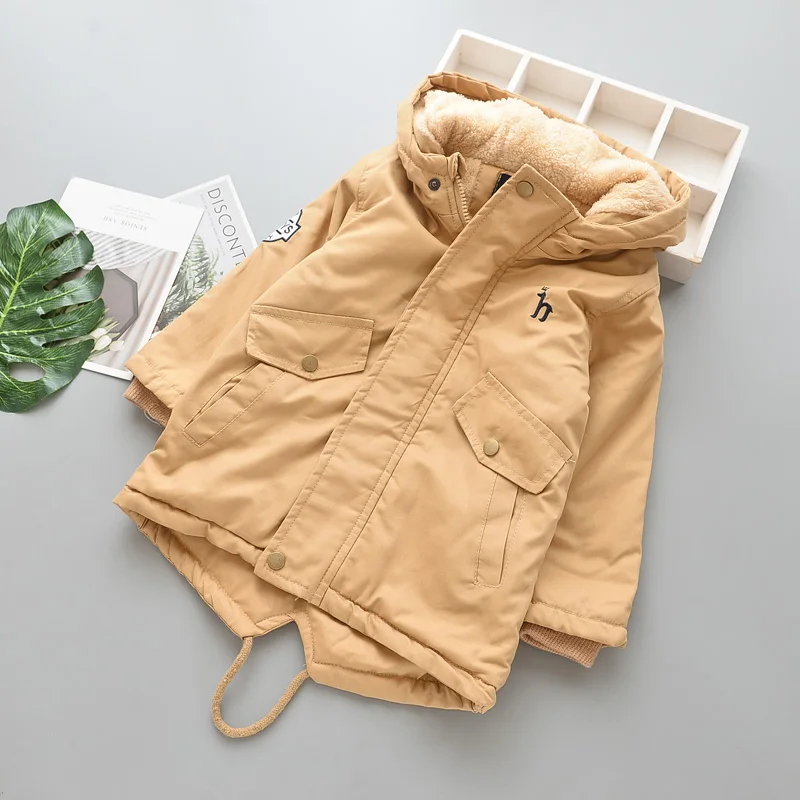 

Boys Winter Hooded Bomber Long Jacket Kids Girl Fur Coat Outerwear Unisex Wholesale Lots Bulk Casual Cotton Children Clothes