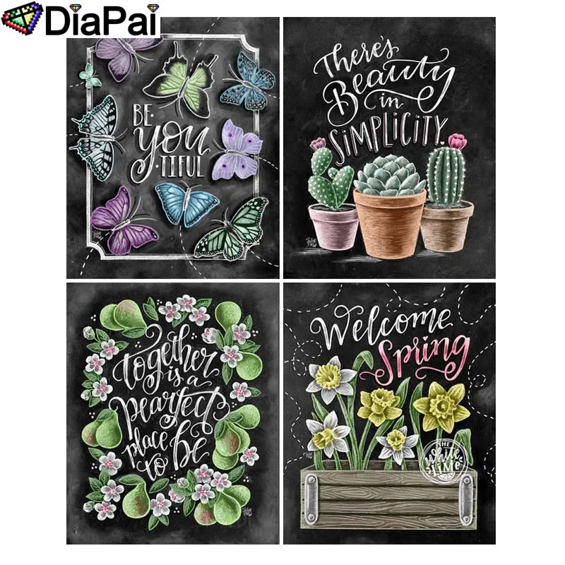 

DIAPAI 5D DIY Diamond Painting 100% Full Square/Round Drill "Text pattern landscape" 3D Embroidery Cross Stitch Home Decor