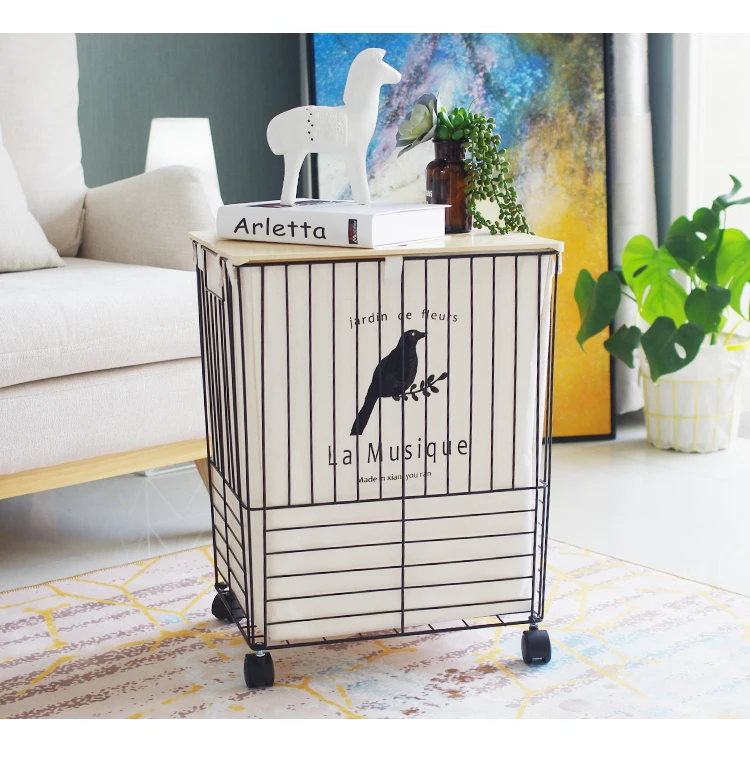 Large Cover Storage Basket Iron Cotton Clothes Toys (14)
