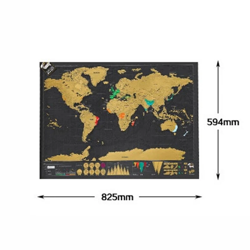 Deluxe черный Скретч Карта карта мира карта Лучший Декор школьные канцелярские принадлежности