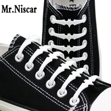 Дешевые детские шнурки для обуви для взрослых, черные, белые, серые, дизайн в форме летучей мыши, эластичные шнурки для ленивых, 1 комплект/16 шт