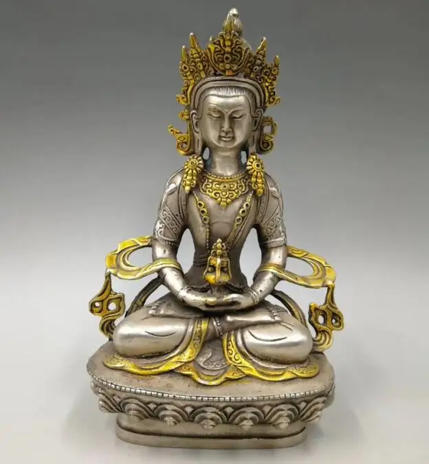 Collect archaize white copper handicraft king kong Buddha statue | Дом и сад