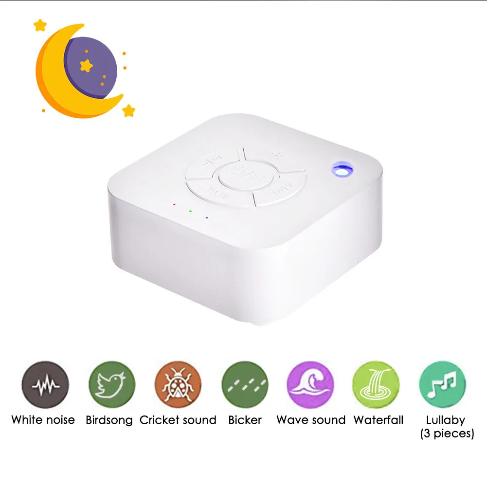 White Noise Machine USB Rechargeable Timed Shutdown Sleep Sound Machine For Sleeping Relaxation For Baby Adult Office Travel