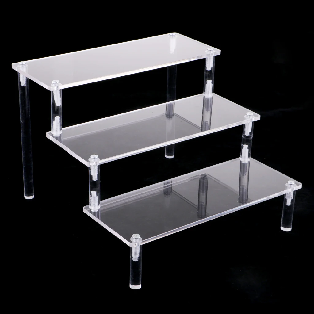 Clear 3 Steps Model Figure Toys Doll Removable Rack Display Storage Stand 