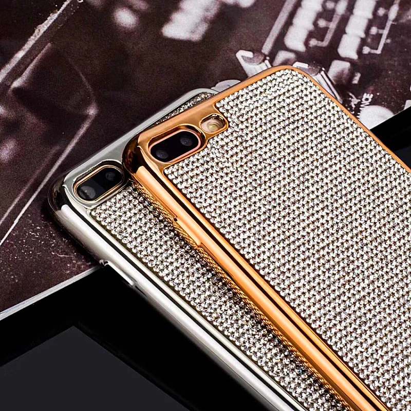 Luxury Bling Glitter metal diamond case for iPhone X 7 8 6 Plus 5.5 inch rhinestone (3)