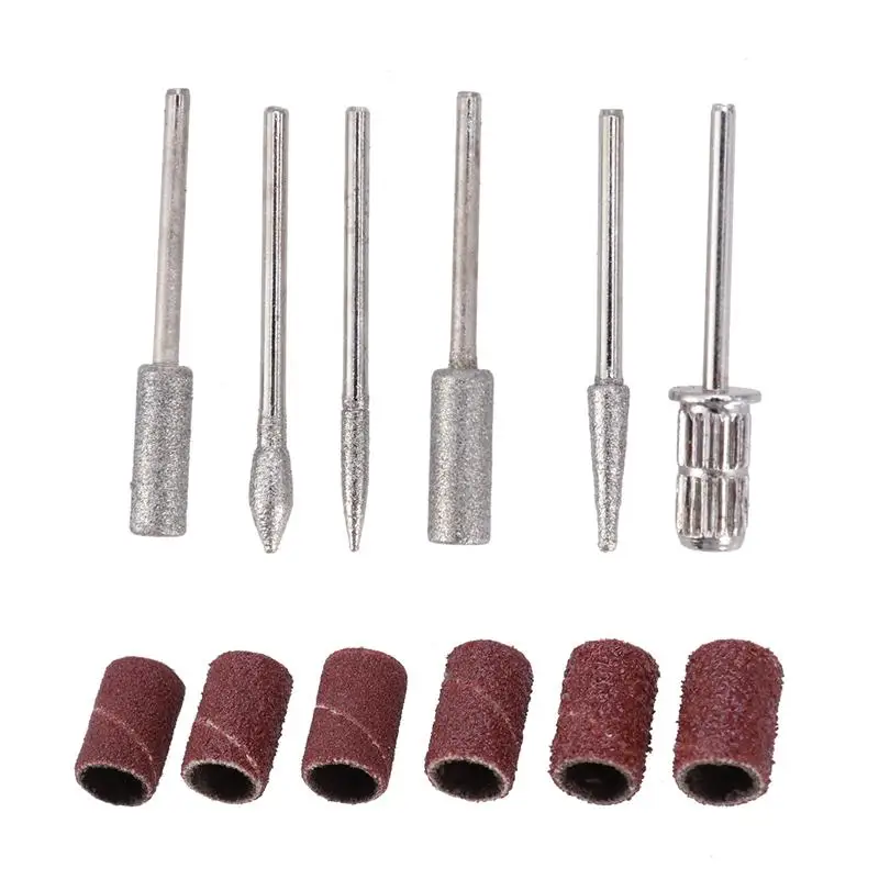 6pcs Manicure Pedicure Diamond Nail Bits Set with Sanding Bands for