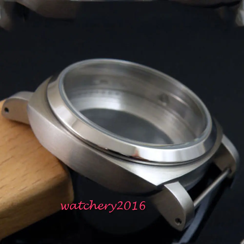 Polished 44mm Corgeut stainless steel black PVD case fit eta 6497 6498 movement watch case