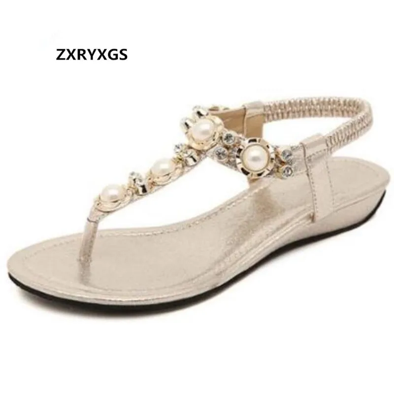 

2018 new Bohemian rhinestones shoes woman wild flip-flop sandals Korean students Sandals women summer flat sandals plus size