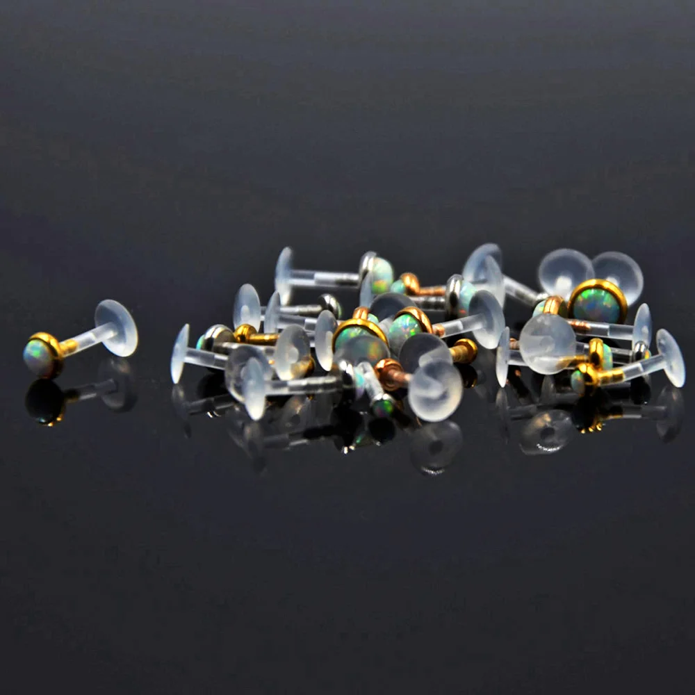 BOG 7PCS AB & Clear Opal Zircon Bioplast PTFE labart кольцо для губ Монро гвоздики ушей гвоздь