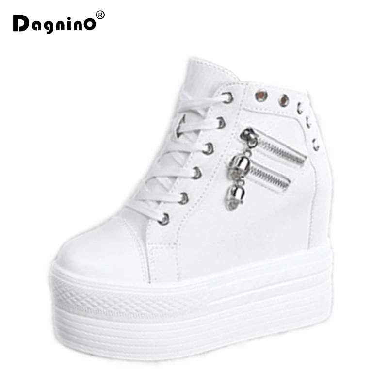 

2019 New Women Platform Sneakers Wedge Casual Shoes Women Zipper Height Increasing Breathable Autumn Walking Flat Trainers Shoes