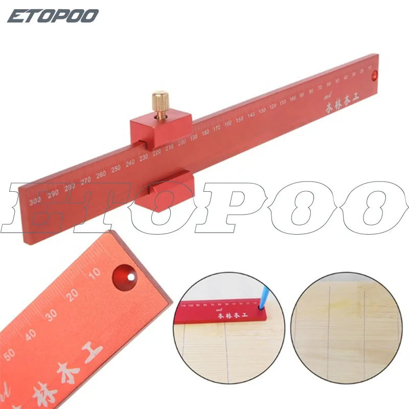 

1Pcs Line Tool Scribe Aluminum Woodworking Mortise Marking Gauge Carpenter T Type Hole Ruler Marking Measuring Tool