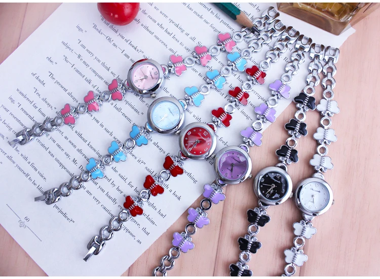 

children watch students water proof butterfly Pretty girl belt watch quartz watches fashion female stainless steel watch
