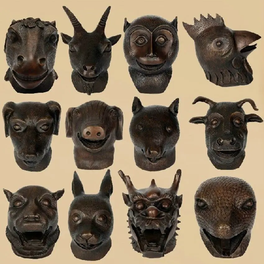 China &quotThe 12 beast first&quot copper Zodiac Signed Bronze Statue |