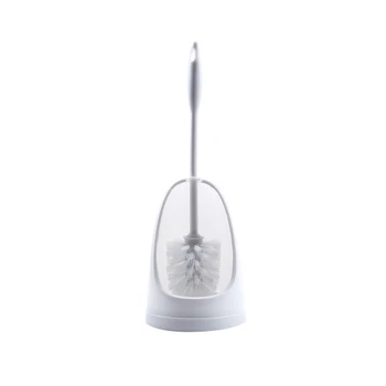 

White Plastic Bathroom Toilet Brush And Holder Set Brand New
