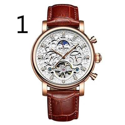 

Fashion Rhinestone Analog Dial Waterproof Wristwatch Leather Strap Men's Hollow Automatic Mechanical Watches Male Dress Clock