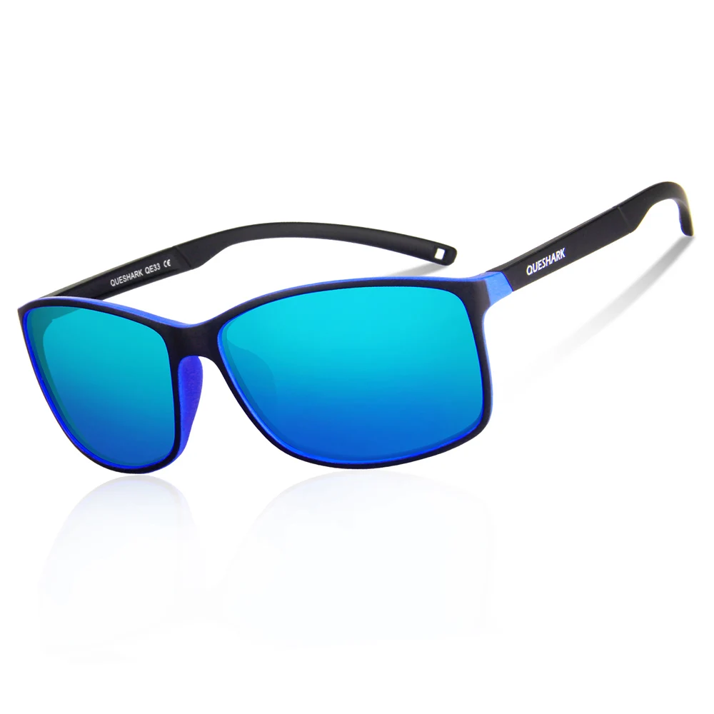 QUESHARK, 14,5 г, ультралегкие поляризованные велосипедные солнцезащитные очки, очки для горного велосипеда, очки Gafas Cicismo Uv400 TR90, велосипедные очки - Цвет: BL