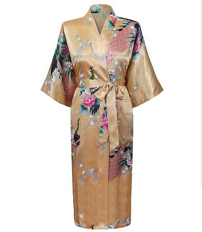 Белый Женский Искусственный шёлковый банный халат в китайском стиле Женская одежда для сна кимоно банное платье размер S M L XL XXL XXXL Mujer Pijama S0032
